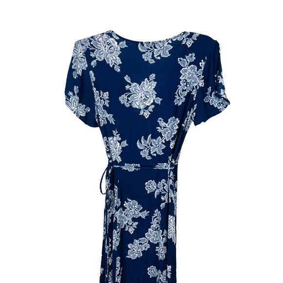 Lulu’s Heart Of Marigold Floral Maxi wrap Dress-navy - Picture 7 of 9